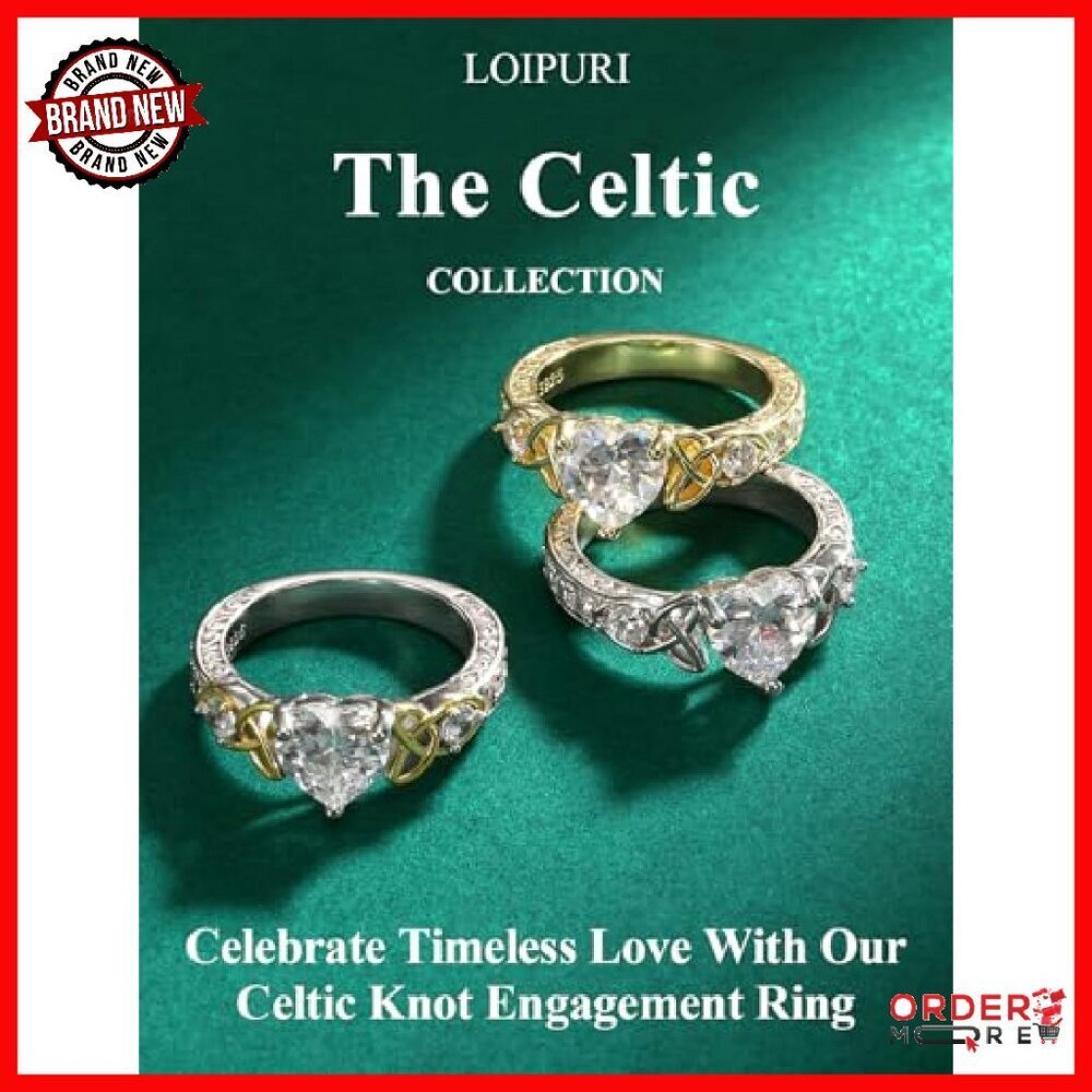 2CT Moissanite Heart Celtic Knot Sterling Silver Ring Size 7 - Picture 6 of 8